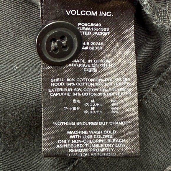 Volcom Mens Black Zip Up Hooded Jacket Workwear Utility Style Size XL - Picture 5 of 8